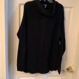 Black sweater womens with cable stitch in front